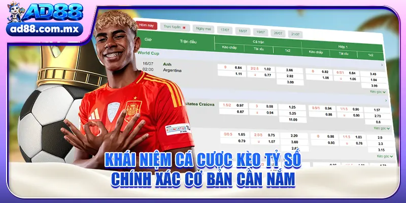 Khái niệm cá cược kèo tỷ số chính xác cơ bản cần nắm